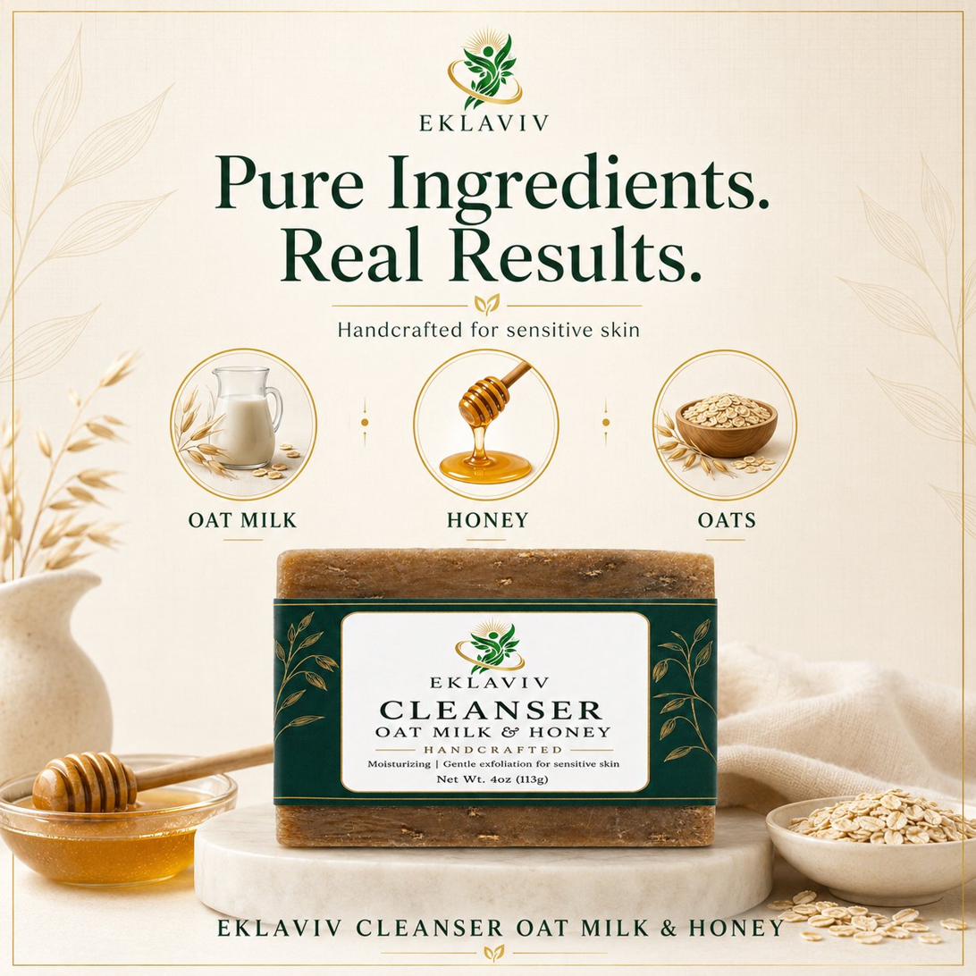 EKLAVIV Oat Milk and Honey Cleanser benefits infographic