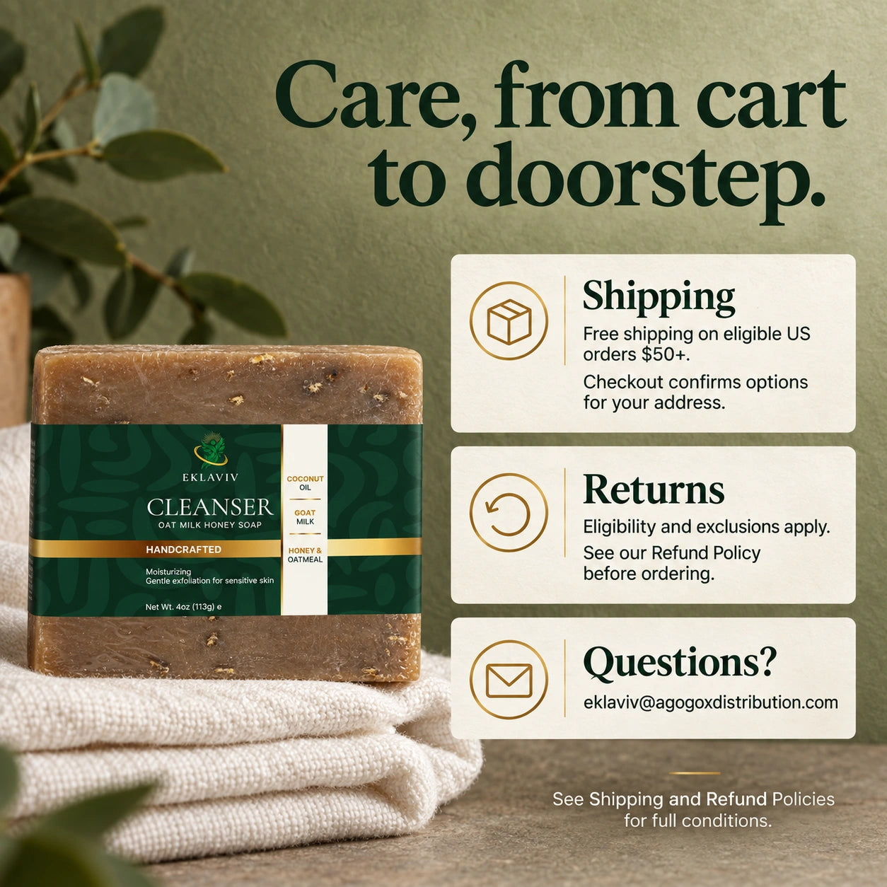Oat Milk & Honey Cleanser — How do shipping, support, and return eligibility work?