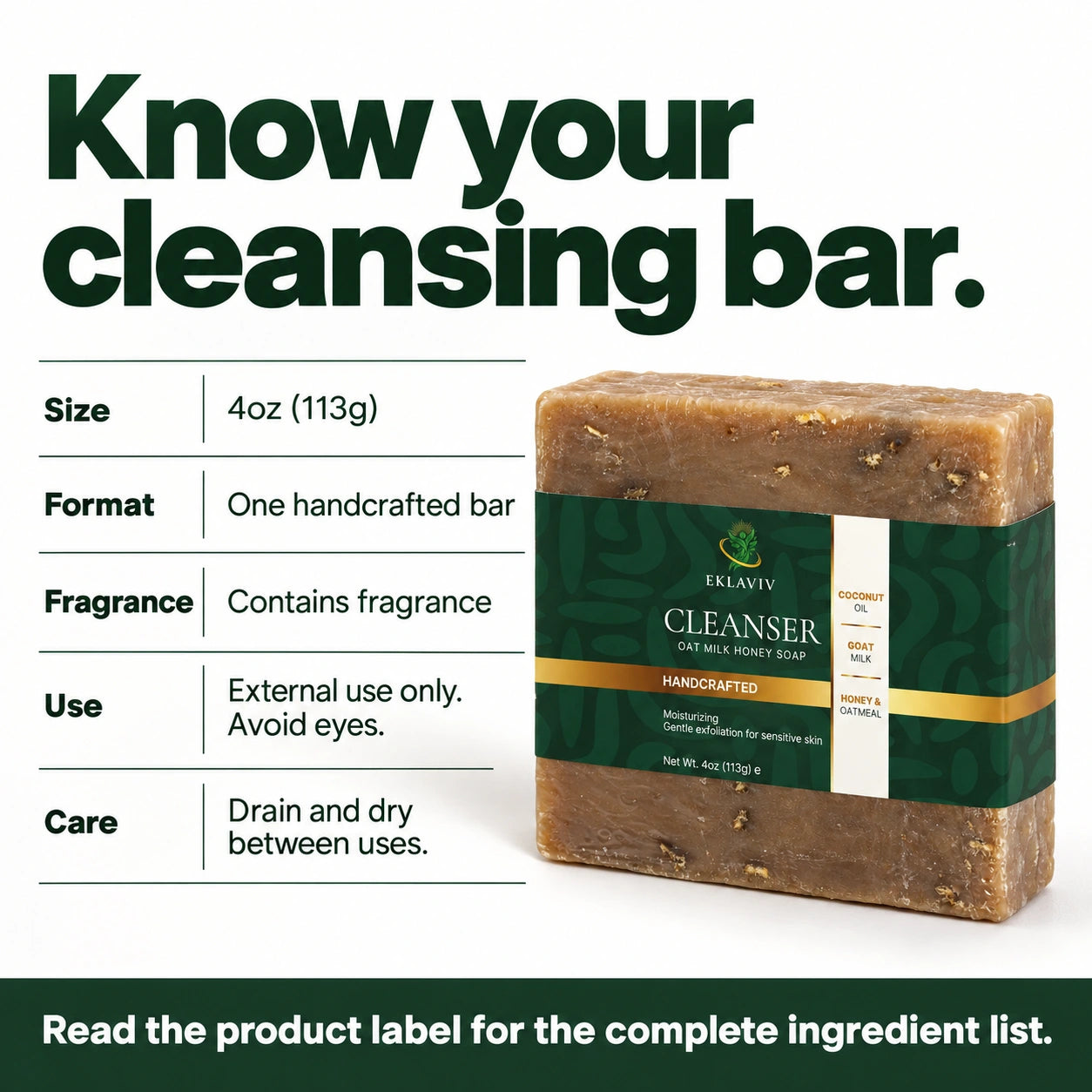 Oat Milk & Honey Cleanser — Size, ingredients and care details