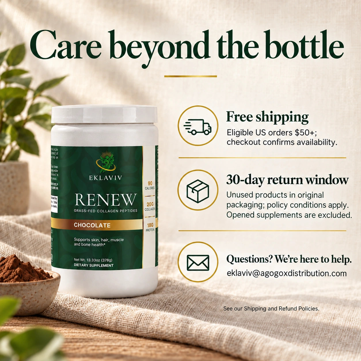 Renew Chocolate — What shipping, returns and support are available?